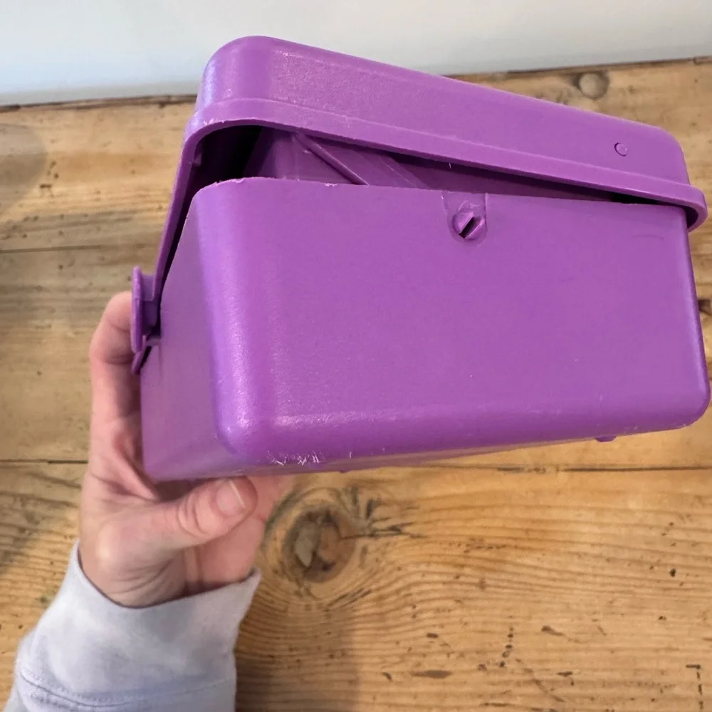 Vintage Caboodles Purple Makeup Pencil Storage Box